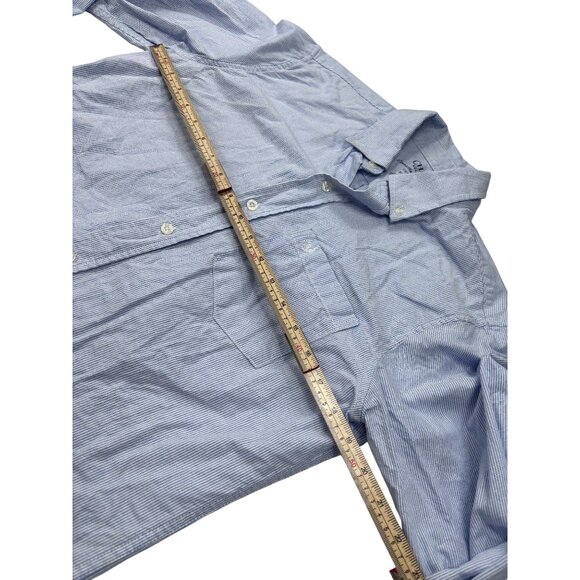 Chaps Coastland Wash Oxford Womens Blue Striped Button-Down Shirt Size S 100% Co - Picture 9 of 11